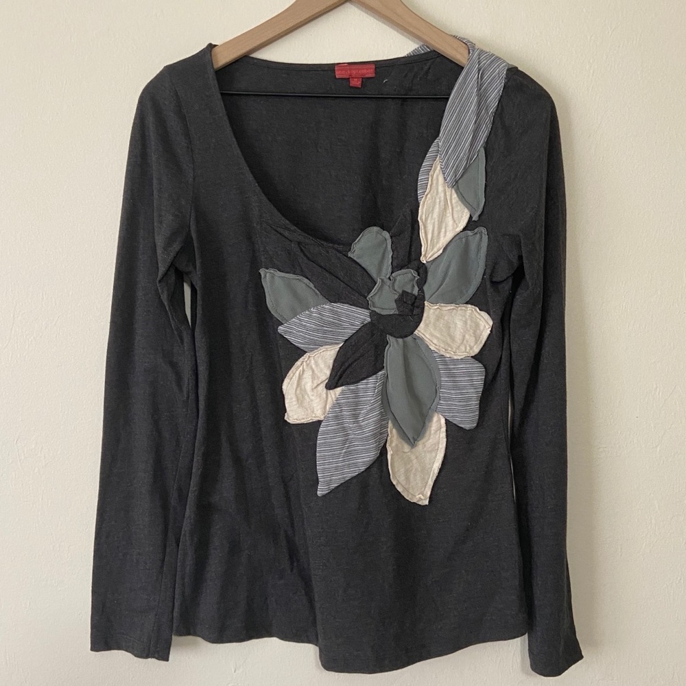 Anthropologie One September Quilted Flower Top